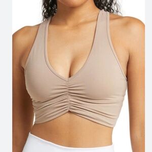ALO Yoga wild thing Taupe Ruched Sports Bra XS